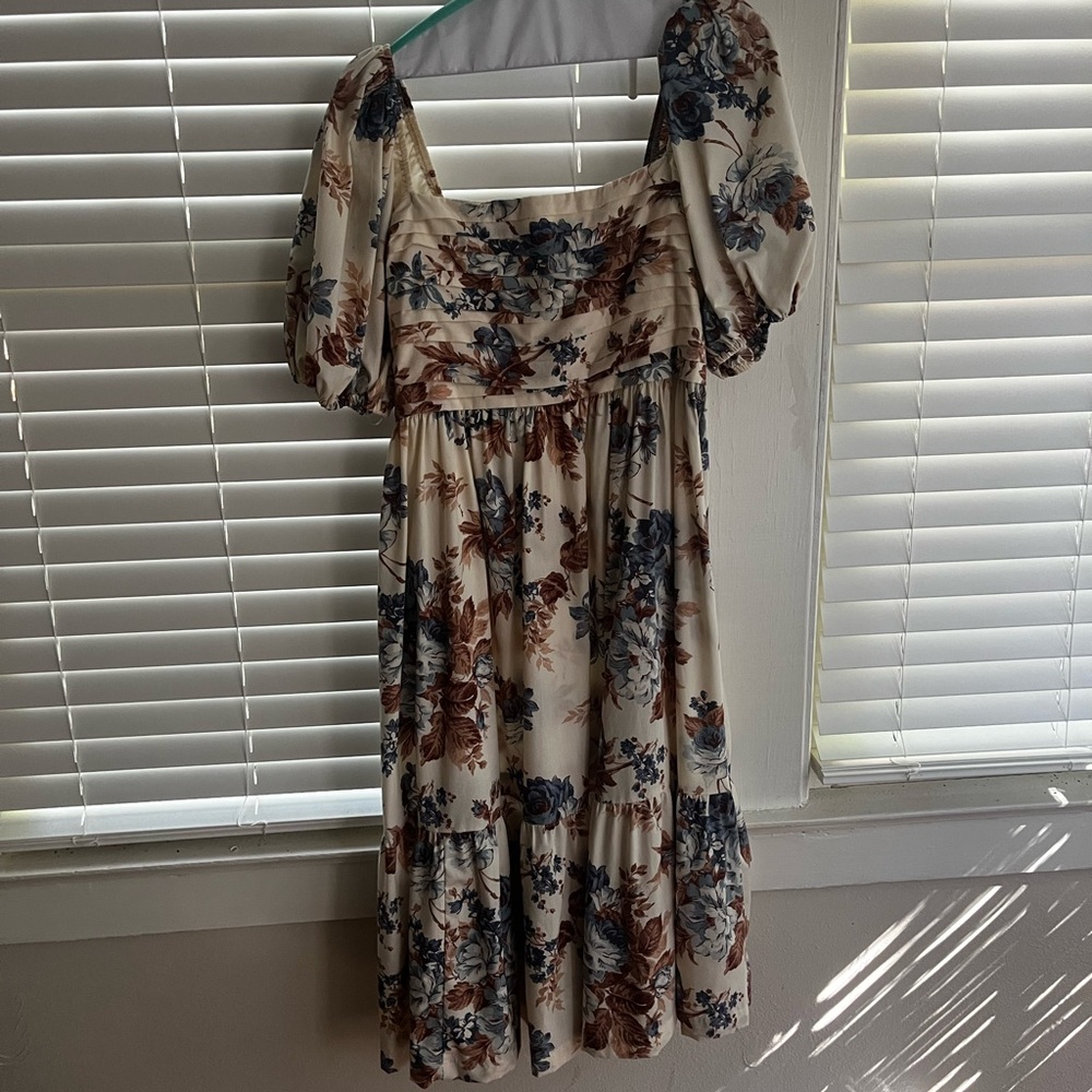 Tan Floral Dress